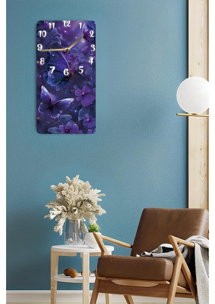 Mor Kelebekli Uv Baskı Mdf Tablo Saat – 30X60 Cm– USD233 fırsatları