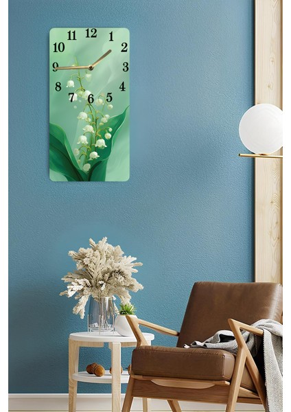 Yeşil Zemin Üzerinde Vadideki Zambak Desenli Uv Baskı Mdf Tablo Saat – 30X60 Cm– USD224 fırsatları