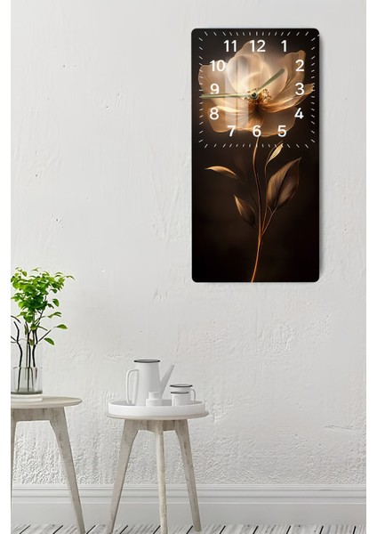 Altın Çiçek Temalı Temperli Cam Tablo Saat – 30×60 Cm– Uv Baskı– CUSD142 indirimleri