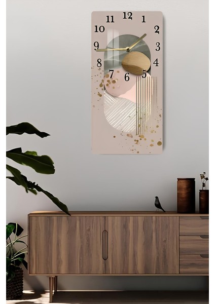 Soyut Modern Desenli Temperli Cam Tablo Saat – 30X60 cm | Hd Uv Baskı– CUSD089 fiyatları