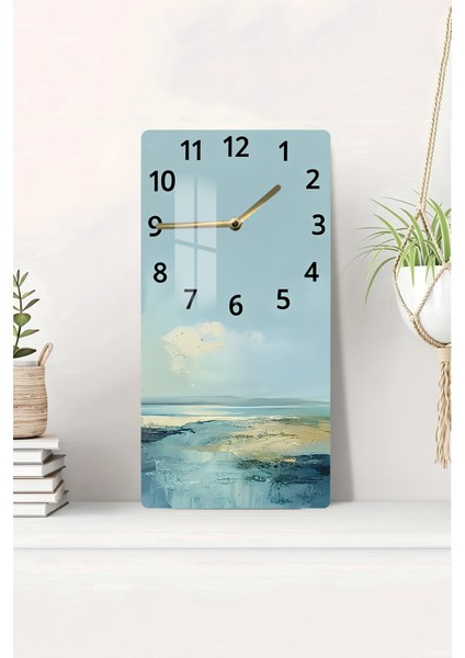 Temperli Cam Tablo Saat 30X60 cm Deniz Manzaralı Uv Baskı– CUSD050