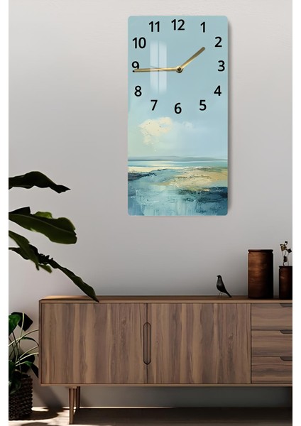 Temperli Cam Tablo Saat 30X60 cm Deniz Manzaralı Uv Baskı– CUSD050 fiyatları