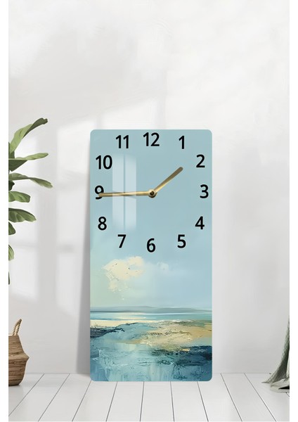 Temperli Cam Tablo Saat 30X60 cm Deniz Manzaralı Uv Baskı– CUSD050 modelleri