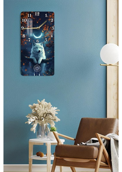 Kurt ve Ay Figürlü Temperli Cam Tablo Saat 30×60 cm Hd Uv Baskı– CUSD238 fırsatları