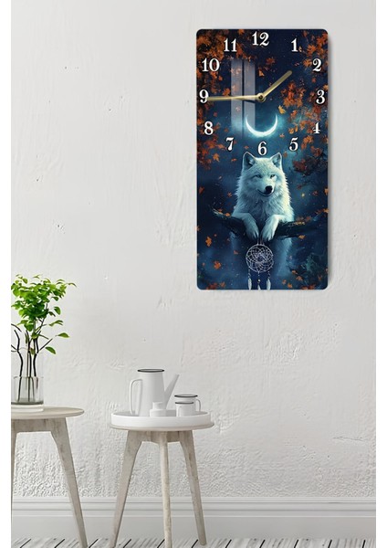 Kurt ve Ay Figürlü Temperli Cam Tablo Saat 30×60 cm Hd Uv Baskı– CUSD238 indirimleri