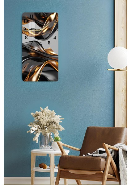 Siyah Gold Soyut Desenli Temperli Cam Tablo Saat – 30X60 Cm– Uv Baskı– CUSD140 fırsatları