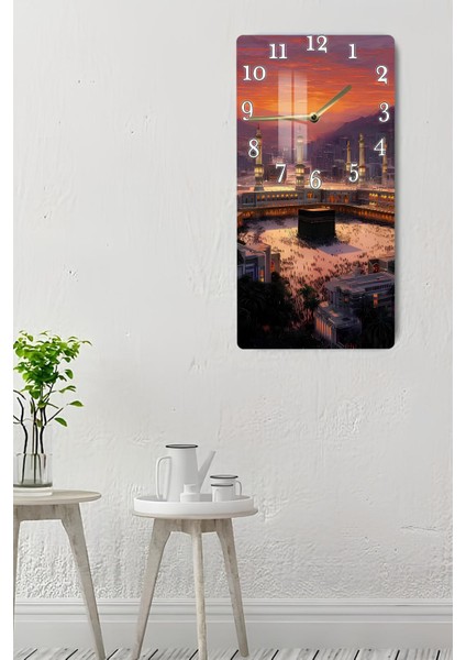 Kâbe Manzaralı Temperli Cam Tablo Saat – 30X60 cm | Hd Uv Baskı ile Işığın Kudreti– CUSD167 indirimleri