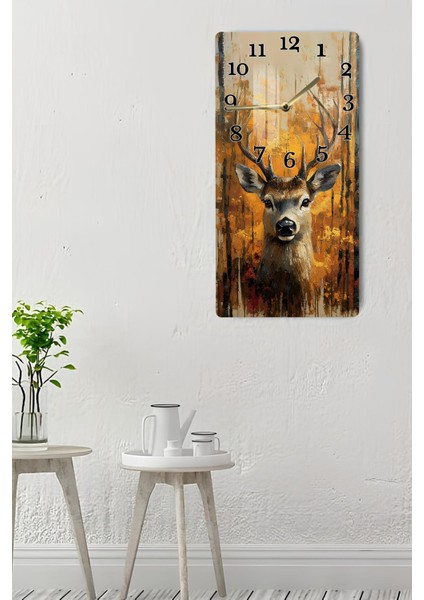 Temperli Cam Tablo Saat – Geyik ve Orman Manzaralı 30X60CM Uv Baskı– CUSD007 indirimleri