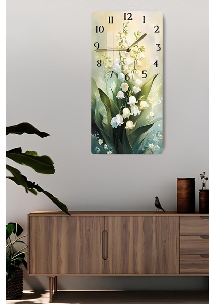Zambak Çiçekleri Desenli Temperli Cam Tablo Saat – 30×60 cm Hd Uv Baskı– CUSD212 fiyatları