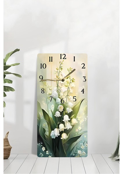 Zambak Çiçekleri Desenli Temperli Cam Tablo Saat – 30×60 cm Hd Uv Baskı– CUSD212 modelleri