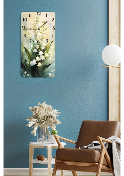 Zambak Çiçekleri Desenli Temperli Cam Tablo Saat – 30×60 cm Hd Uv Baskı– CUSD212 fırsatları
