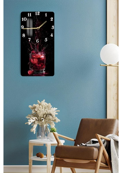 Kırmızı Içecek Sıçraması Tasarımlı Temperli Cam Tablo Saat – 30X60 cm Hd Uv Baskı– CUSD170 fırsatları