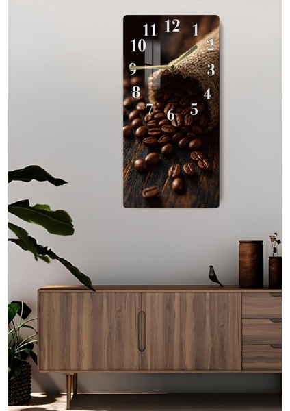 Temperli Cam Tablo Saat – Kahve Çekirdekleri Temalı Rustik Tasarım (30×60 Cm)– Uv Baskı– CUSD132 fiyatları