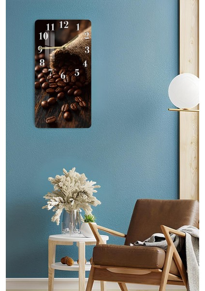 Temperli Cam Tablo Saat – Kahve Çekirdekleri Temalı Rustik Tasarım (30×60 Cm)– Uv Baskı– CUSD132 fırsatları