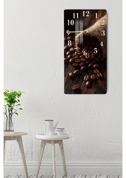 Temperli Cam Tablo Saat – Kahve Çekirdekleri Temalı Rustik Tasarım (30×60 Cm)– Uv Baskı– CUSD132 indirimleri