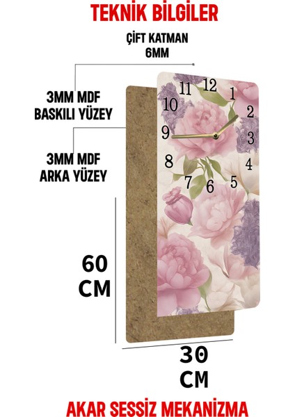 Uv Baskı Mdf Tablo Saat – 30X60 cm Modern Dekoratif Tasarım– USD240