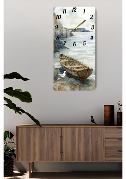 Deniz Manzaralı Temperli Cam Tablo Saat – 30X60 cm Uv Baskı – CUSD036 fiyatları