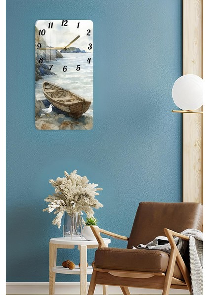 Deniz Manzaralı Temperli Cam Tablo Saat – 30X60 cm Uv Baskı – CUSD036 fırsatları