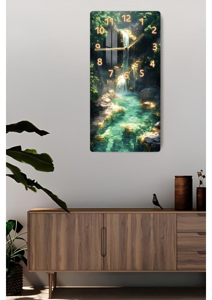 Temperli Cam Tablo Saat – Şelale Manzaralı 30X60 Uv Baskı – CUSD025 fiyatları