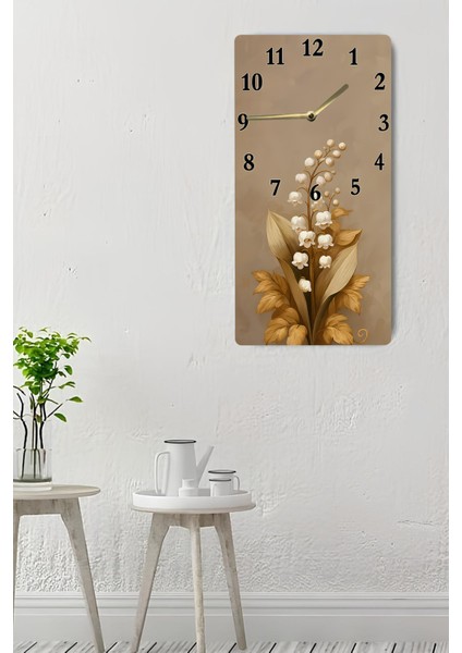 Temperli Cam Tablo Saat – Bej Zeminli Zarif Çiçek Desenli Tasarım (30X60 Cm)– Uv Baskı– CUSD124 indirimleri