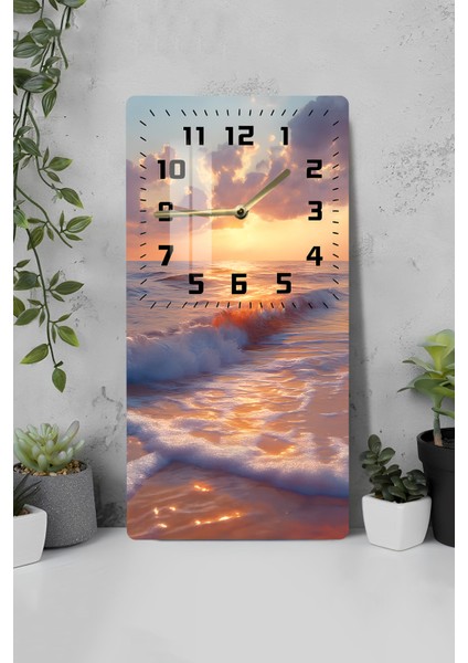 Temperli Cam Tablo Saat – 30X60 cm Uv Baskı – CUSD040