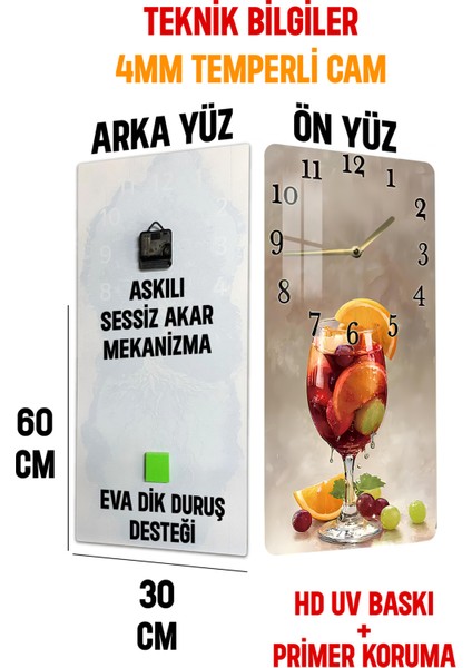 Meyve Kokulu Ferahlık – Temperli Cam Tablo Saat 30X60 cm | Hd Uv Baskı– CUSD174