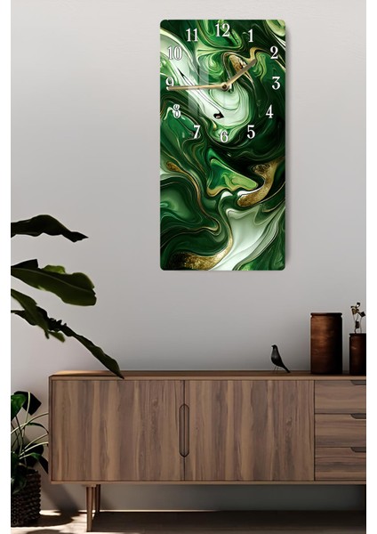 Zümrüt Yeşili Mermer Desenli Temperli Cam Tablo Saat 30×60 cm Hd Uv Baskı– CUSD235 fiyatları