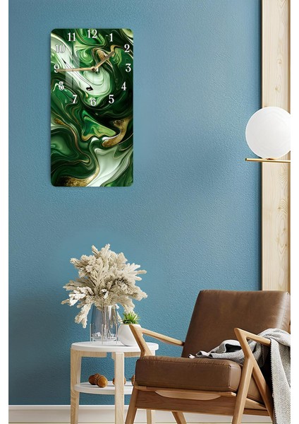 Zümrüt Yeşili Mermer Desenli Temperli Cam Tablo Saat 30×60 cm Hd Uv Baskı– CUSD235 fırsatları