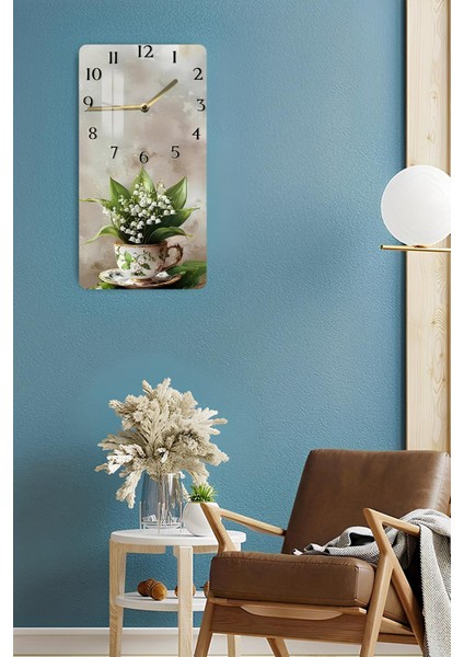 Zambak Buketi Fincan Desenli Temperli Cam Tablo Saat 30X60 cm | Hd Uv Baskı– CUSD196 fırsatları