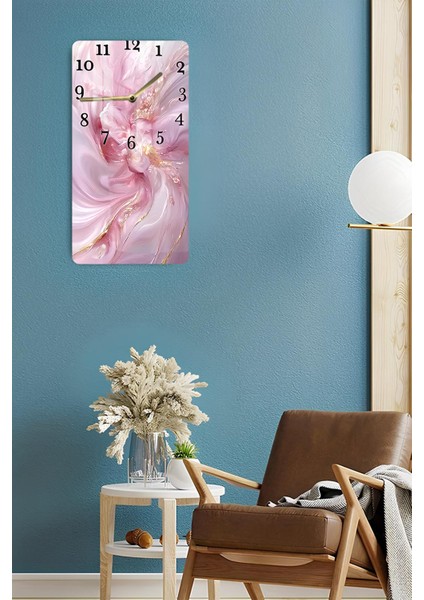 Pembe Soyut Desenli Temperli Cam Tablo Saat – 30X60 cm | Hd Uv Baskı– CUSD166 fırsatları