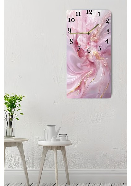 Pembe Soyut Desenli Temperli Cam Tablo Saat – 30X60 cm | Hd Uv Baskı– CUSD166 indirimleri