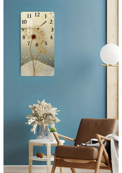 Temperli Cam Tablo Saat – Altın Noktalı Karahindiba Desenli Tasarım (30X60 Cm)– Uv Baskı– CUSD116 fırsatları