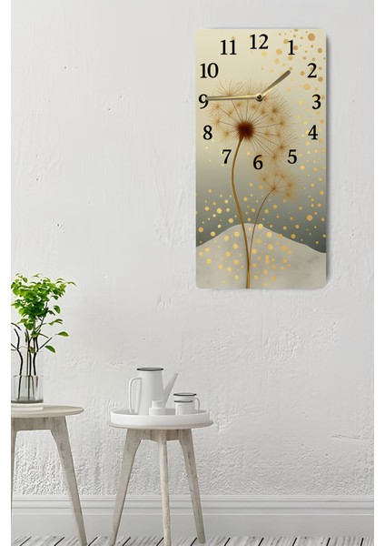 Temperli Cam Tablo Saat – Altın Noktalı Karahindiba Desenli Tasarım (30X60 Cm)– Uv Baskı– CUSD116 indirimleri
