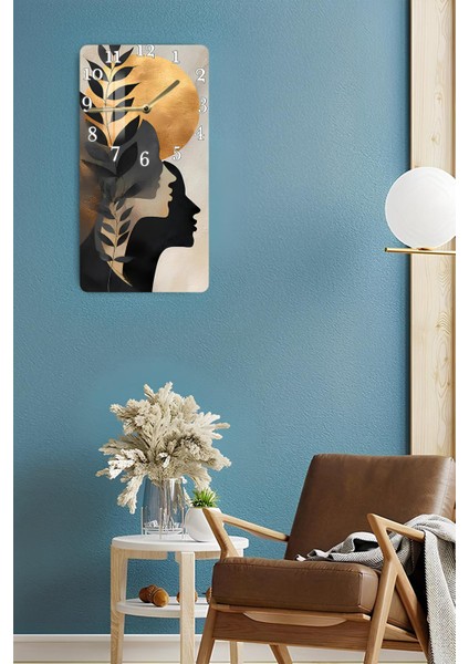 Temperli Cam Tablo Saat – Altın Yaprak ve Yüz Silüetli Modern Tasarım (33×33 Cm)– Uv Baskı– CUSD106 fırsatları
