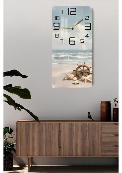Deniz Kaptanı Temalı Temperli Cam Duvar Saati – 30X60 cm Hd Uv Baskı– CUSD056 fiyatları