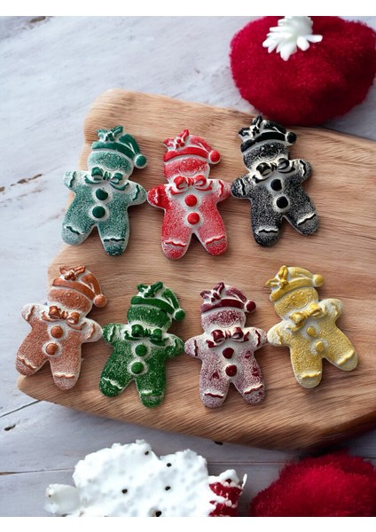 Momikotasarım,yılbaşı 7li Ginger Bread Kurabiye Adam Buzdolabı Süsü, Yılbaşı Hediyelik modelleri