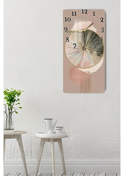 Bej & Gold Soyut Desenli Temperli Cam Tablo Saat – 30X60 cm | Hd Uv Baskı– CUSD087 indirimleri