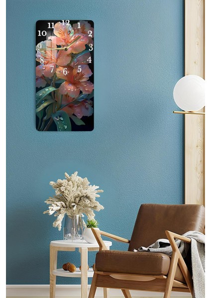 Turuncu Çiçek Desenli Temperli Cam Tablo Saat – 30X60 cm | Hd Uv Baskı– CUSD169 fırsatları