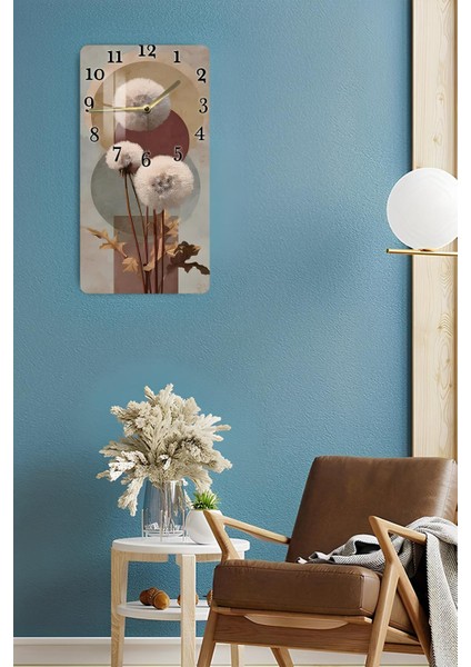 Temperli Cam Tablo Saat – Modern Çiçek ve Soyut Daire Deseni (30X60 Cm) Uv Baskı– CUSD094 fırsatları