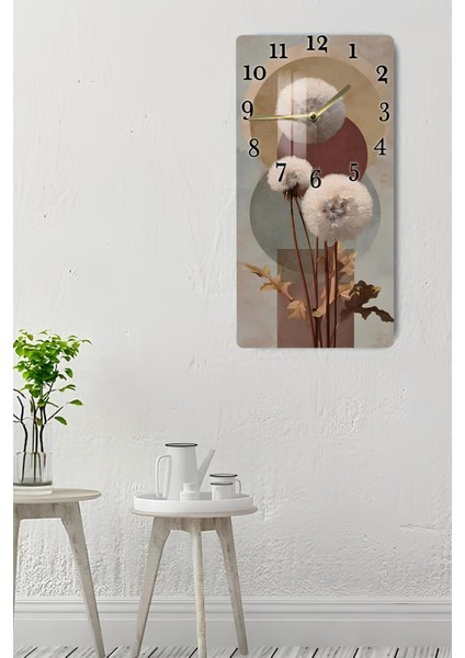 Temperli Cam Tablo Saat – Modern Çiçek ve Soyut Daire Deseni (30X60 Cm) Uv Baskı– CUSD094 indirimleri
