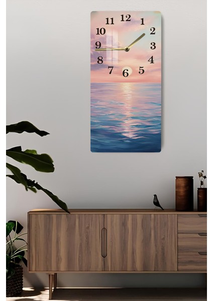 Gün Batımı Deniz Manzaralı Temperli Cam Duvar Saati – 30X60 cm Hd Uv Baskı– CUSD055 fiyatları