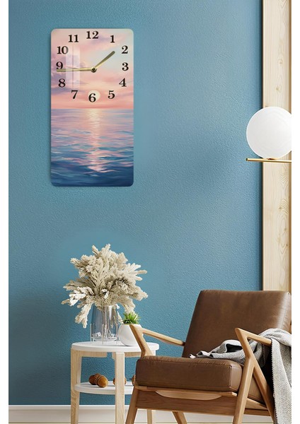 Gün Batımı Deniz Manzaralı Temperli Cam Duvar Saati – 30X60 cm Hd Uv Baskı– CUSD055 fırsatları