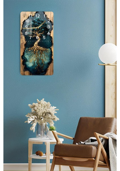 Kökleriyle Hayat Ağacı Tasarımlı Temperli Cam Tablo Saat – 30X60 cm Uv Baskı – CUSD017 fırsatları