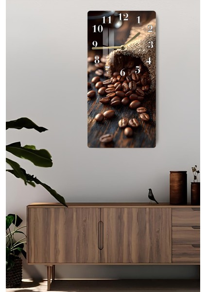 Temperli Cam Tablo Saat – Kahve Çekirdekleri Desenli 30X60CM Uv Baskı – CUSD009 fiyatları