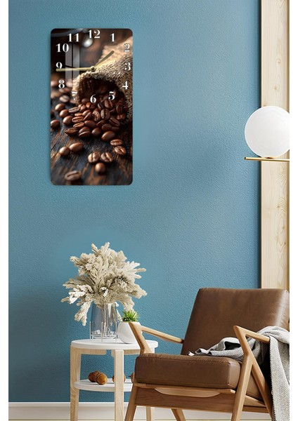 Temperli Cam Tablo Saat – Kahve Çekirdekleri Desenli 30X60CM Uv Baskı – CUSD009 fırsatları