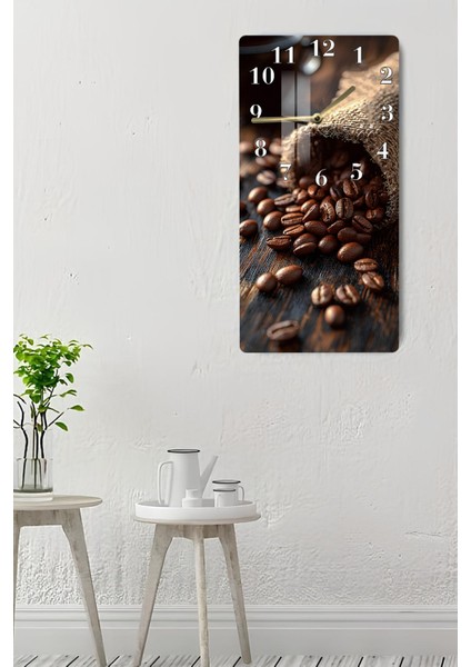 Temperli Cam Tablo Saat – Kahve Çekirdekleri Desenli 30X60CM Uv Baskı – CUSD009 indirimleri