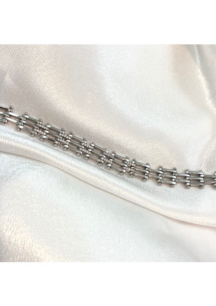 Taşlı Gümüş Tren Yolu Çelik Bileklik fırsatları