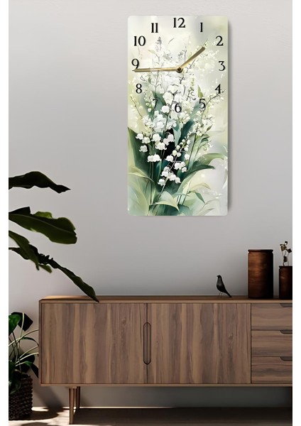 Zambak Çiçekleri Temalı Temperli Cam Tablo Saat 30×60 cm Hd Uv Baskı– CUSD218 fiyatları