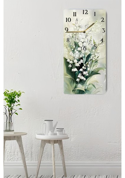 Zambak Çiçekleri Temalı Temperli Cam Tablo Saat 30×60 cm Hd Uv Baskı– CUSD218 indirimleri