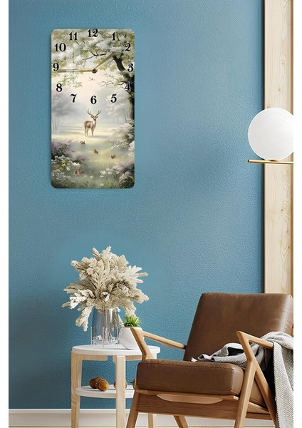 Doğa Manzaralı Geyik Temalı Temperli Cam Tablo Saat – 30×60 Cm– Uv Baskı– CUSD150 fırsatları